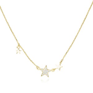 Colier argint placat cu aur galben cu stele si pietre DiAmanti Z1453NG_W-DIA (Argint 925‰ 2,1 g.)